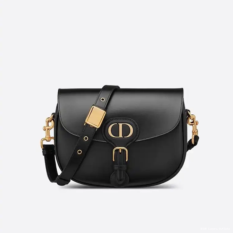 Black Medium Bag Bobby Dior Box Calfskin 0501 Luxury
